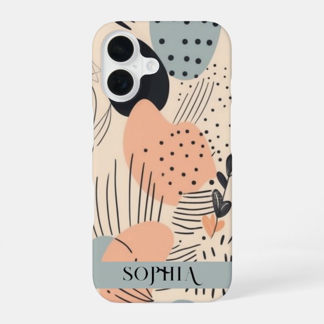 Boho Green Peach Personalized Iphone Case (Back)