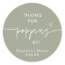 Boho Green Popcorn Favors, Thanks for Popping By Classic Round Sticker