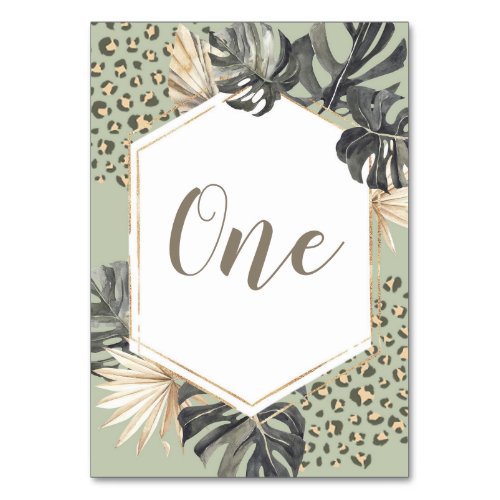 Boho Green Sage Boy Wild One Birthday Table Number