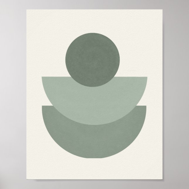Boho Green Sage Mid Century Art Print (Front)