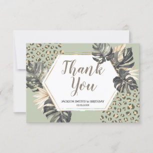 Boho Green Sage Wild One Thank You Card
