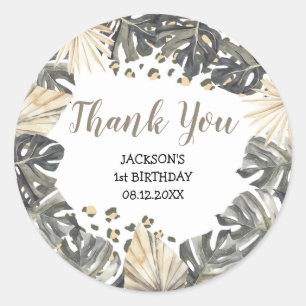 Boho Green Sage Wild One Thank You Sticker