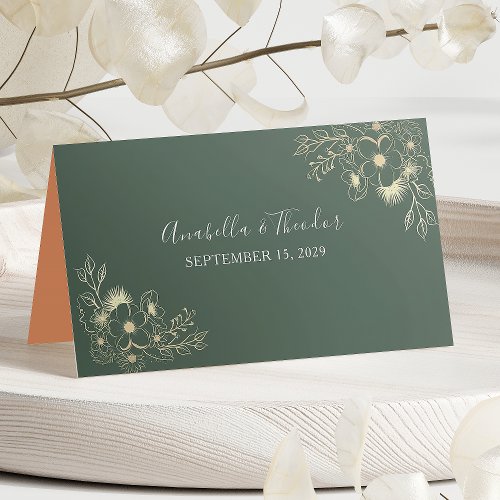 Boho Green Wedding Place Card