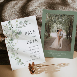 Boho Greenery Botanical Save The Date Invitation