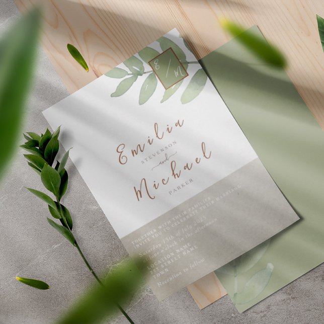 Boho Greenery Botanical Wedding Invitation (Creator Uploaded)