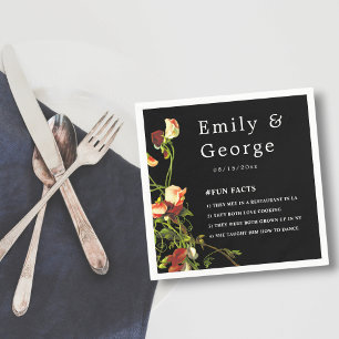 Boho Greenery Burgundy Roses Black Floral Wedding Napkins