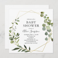 Boho Greenery Eucalyptus Baby Shower Invitation