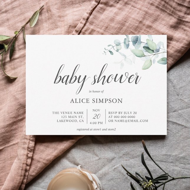 Boho Greenery Eucalyptus Baby Shower Invitation (Creator Uploaded)