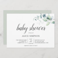 Boho Greenery Eucalyptus Baby Shower Invitation