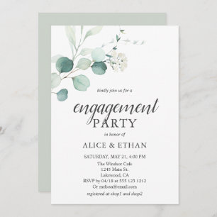 Boho Greenery Eucalyptus Engagement Party Invitation
