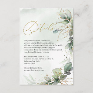Boho greenery eucalyptus foliage faux gold frame enclosure card