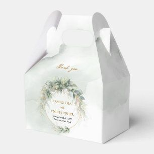 Boho greenery eucalyptus foliage gold frame favor boxes