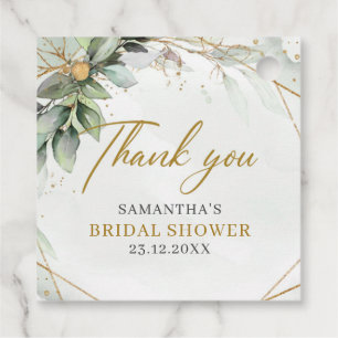Boho greenery eucalyptus foliage gold frame favor tags