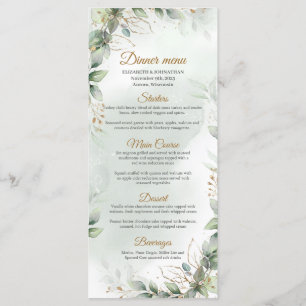 Boho greenery eucalyptus foliage gold frame menu