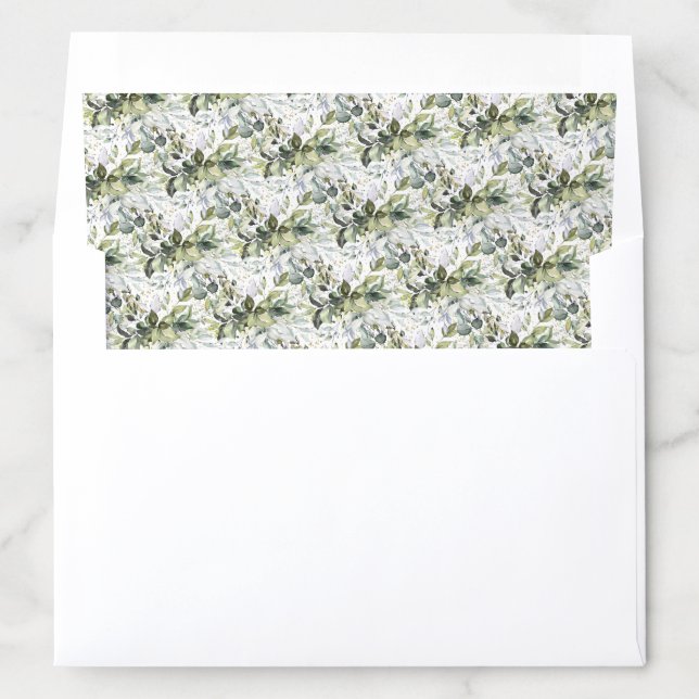 Boho greenery eucalyptus foliage wreath gold  envelope liner (In Envelope)