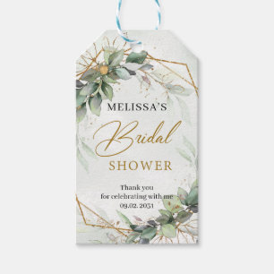 Boho greenery eucalyptus gold frame Bridal Shower Gift Tags