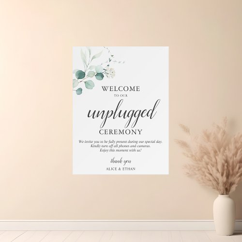 Boho Greenery Eucalyptus Leaves Unplugged Sign