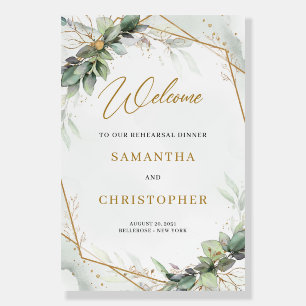 Boho greenery eucalyptus rehearsal dinner welcome foam board