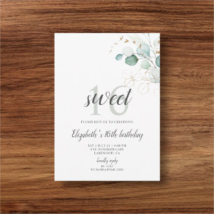 Boho Greenery Eucalyptus Sweet 16 Invitation