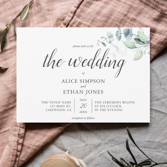 Boho Greenery Eucalyptus Wedding Invitation (Creator Uploaded)