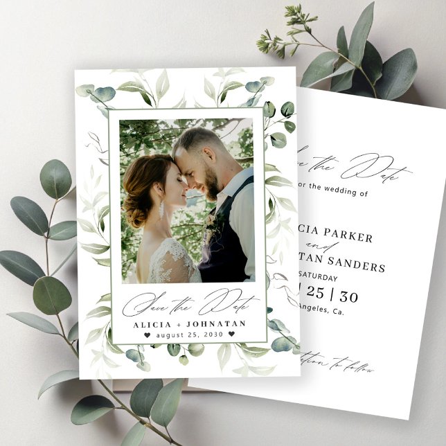 Boho greenery eucalyptus wedding save the date (Creator Uploaded)