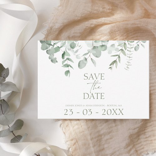 Boho Greenery Eucalyptus Wedding Save the Date