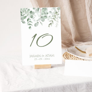 Boho Greenery Eucalyptus Wedding Table Number