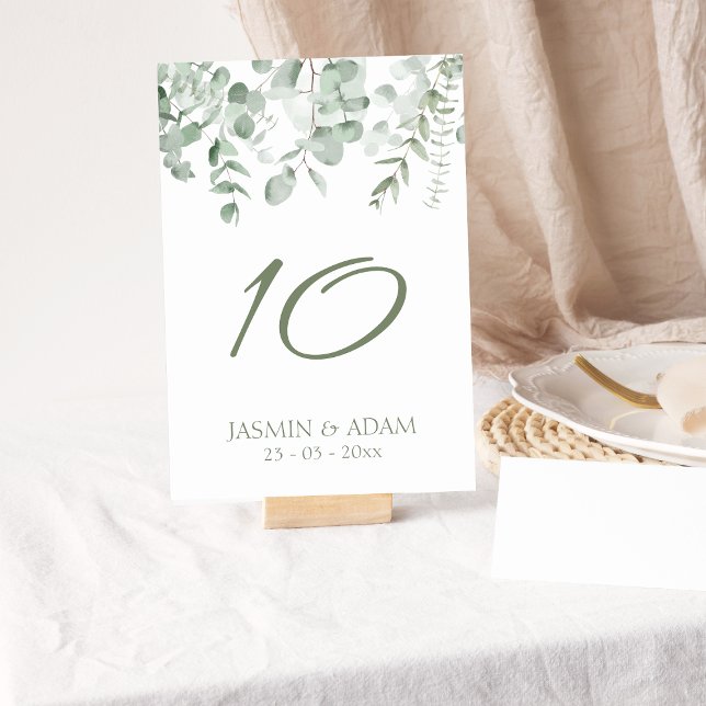 Boho Greenery Eucalyptus Wedding Table Number (Creator Uploaded)