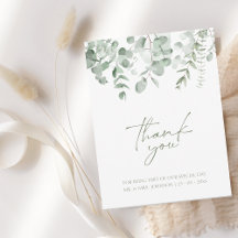 Boho Greenery Eucalyptus Wedding Thank You