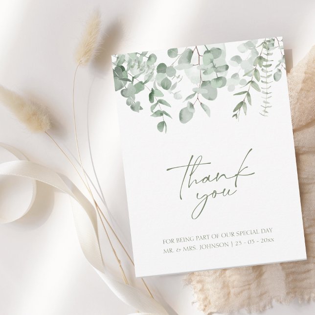 Boho Greenery Eucalyptus Wedding Thank You Card (Creator Uploaded)