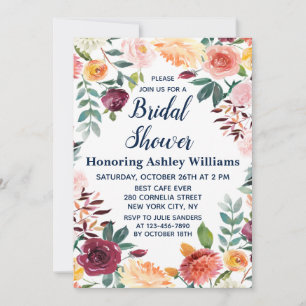 Boho Greenery Fall in Love Floral Bridal Shower Invitation