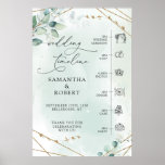 Boho Greenery Faux Gold Frame Wedding Timeline Poster<br><div class="desc">Boho Greenery Faux Gold Frame Wedding Timeline SIgn Poster,  Contact me for matching items or for customization,  Blush Roses ©</div>