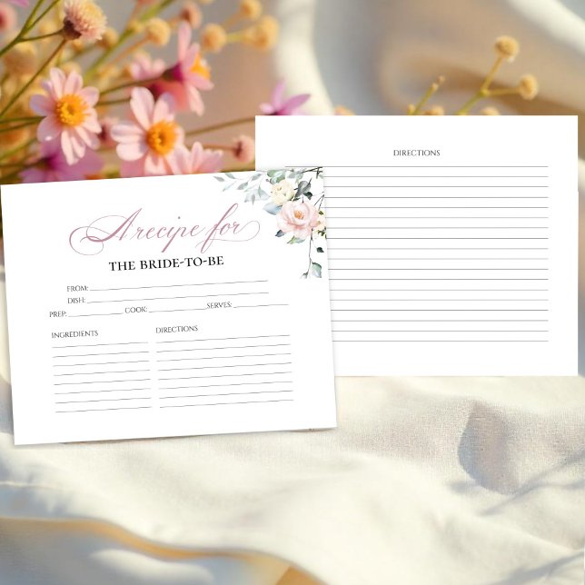Boho Greenery Floral Bridal Shower Recipe Cards (Creator Uploaded)