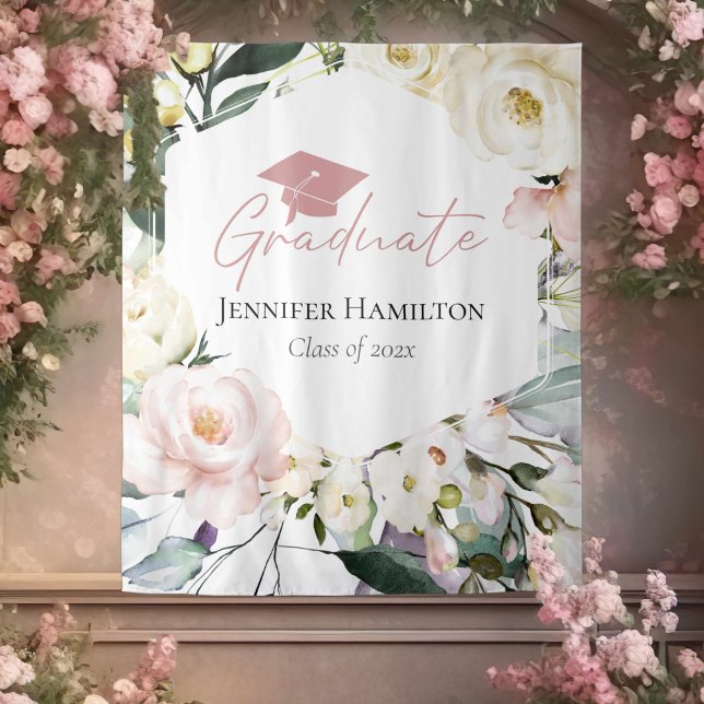 Boho Greenery Floral Frame Graduation Backdrop (Creator Uploaded)