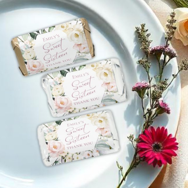 Boho Greenery Floral Sweet 16 Hershey's Miniatures (Creator Uploaded)