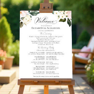Boho Greenery Floral Wedding Ceremony Program Sign