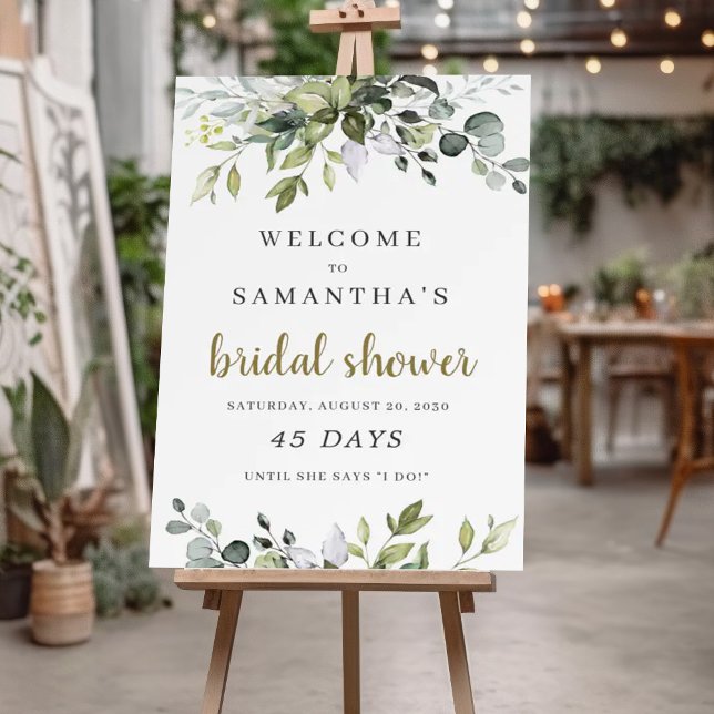 Boho Greenery foliage bridal shower countdown sign (Boho Greenery foliage bridal shower countdown sign)
