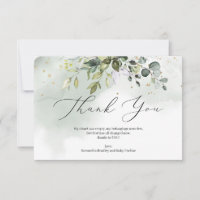 Boho greenery foliage eucalyptus Baby Shower Thank You Card