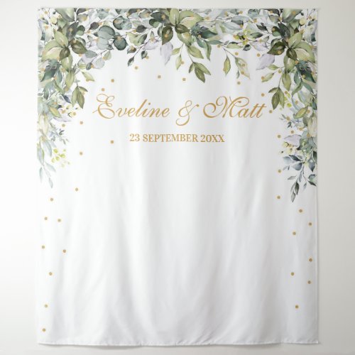 Boho greenery foliage eucalyptus leaves wedding tapestry