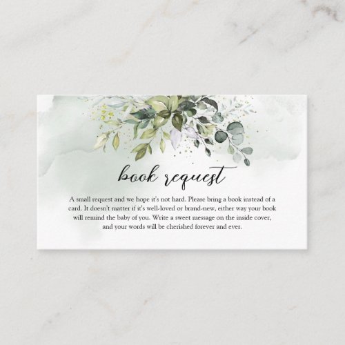 Boho greenery foliage gold leters book request enclosure card