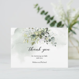 Boho greenery foliage gold letters Thank You Enclosure Card