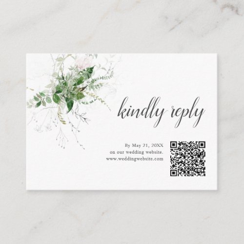 Boho Greenery Leaves Wedding Online RSVP Enclosure Card