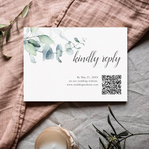 Boho Greenery Leaves Wedding Online RSVP Enclosure Card