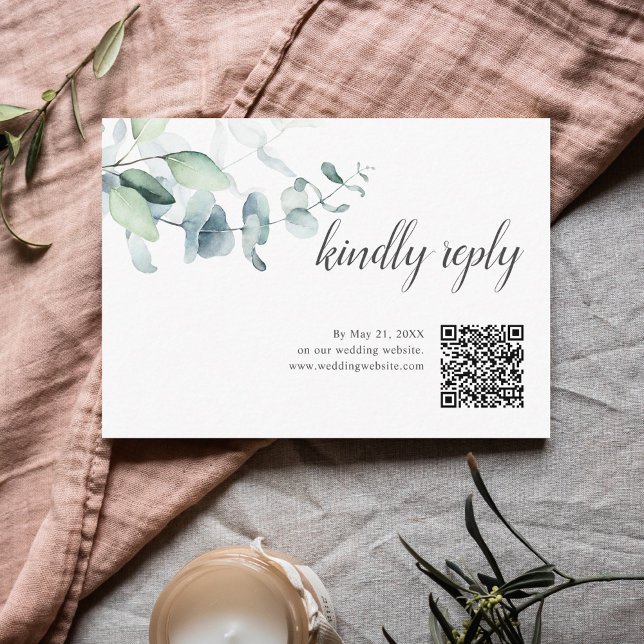 Boho Greenery Leaves Wedding Online RSVP Enclosure Card (Creator Uploaded)