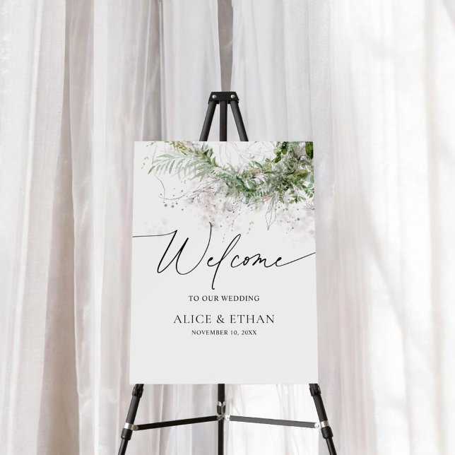 Boho Greenery Leaves Welcome Wedding Sign (Creator Uploaded)
