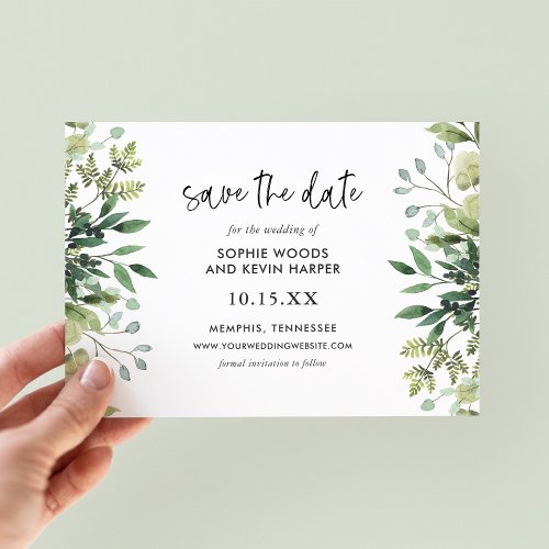 Boho Greenery Magnetic Save the Date