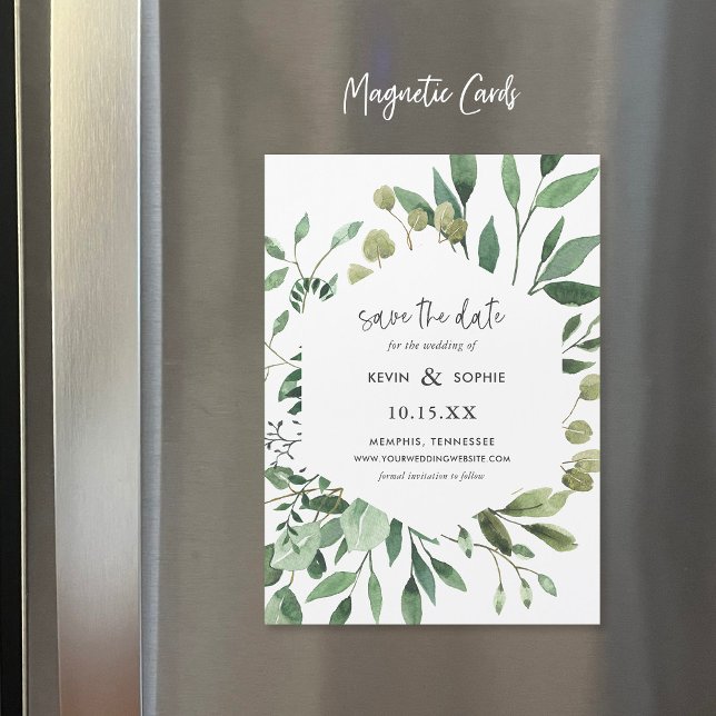 Boho Greenery Magnetic Save the Date (Creator Uploaded)