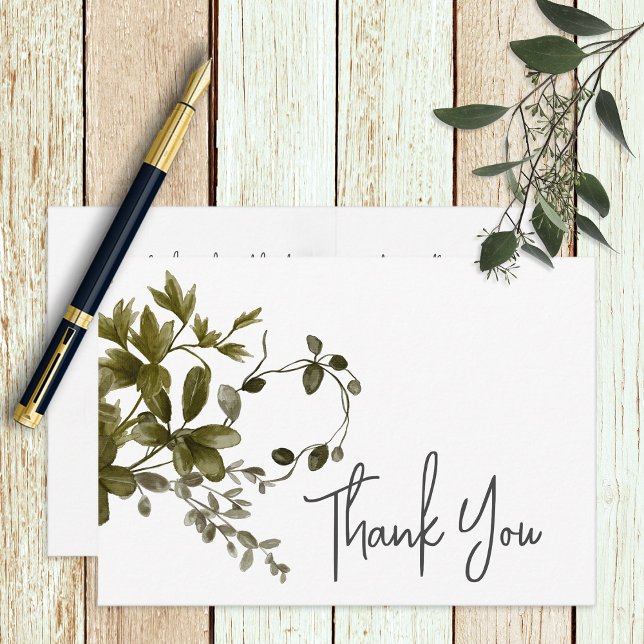 Boho Greenery Modern Floral Wedding  Thank You Card (Creator Uploaded)