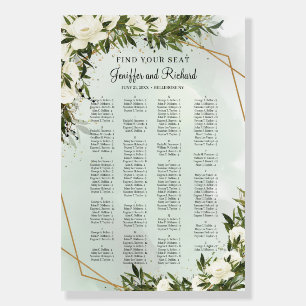 Boho greenery olive foliage white roses gold frame foam board