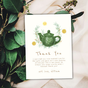 Boho Greenery Orange Par-Tea Baby Shower  Thank You Card